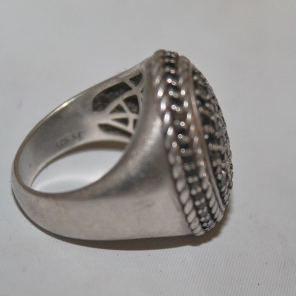 Genuine 2 carat + Black Diamond 925 Sterling Statement Cocktail Ring - Picture 14 of 15